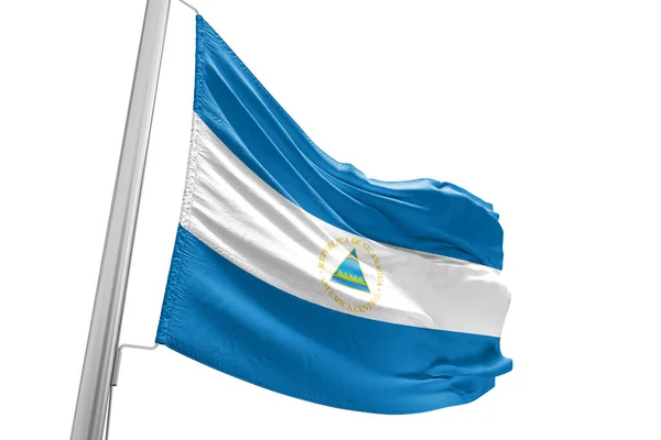Nicaraguas Nationalflagge Weht Auf Schönem Stadthintergrund — Stockfoto