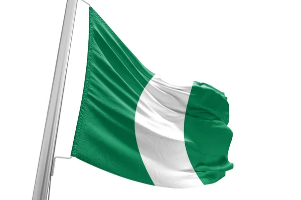 Nigeria National Flag Cloth Fabric Waving Beautiful City Background — Stock Photo, Image