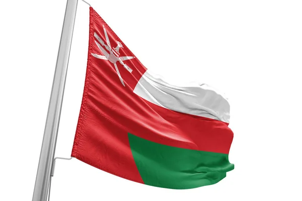 Oman Nationale Vlag Doek Zwaaiend Mooie Stad Achtergrond — Stockfoto