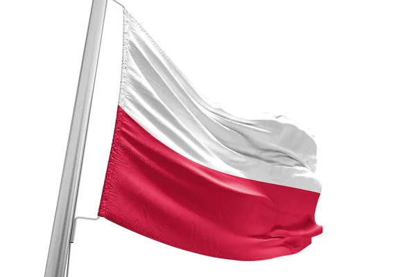 Polônia Tecido Pano Bandeira Nacional Acenando Belo Fundo Cidade — Fotografia de Stock