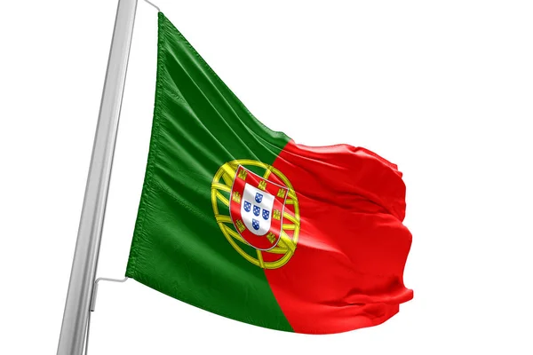 Portugal National Flag Cloth Fabric Waving Beautiful City Background — Stock Photo, Image