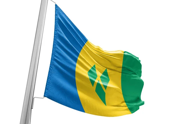 Saint Vincent Grenadyny Tkaniny Flagi Narodowej Machając Pięknym Białym Tle — Zdjęcie stockowe
