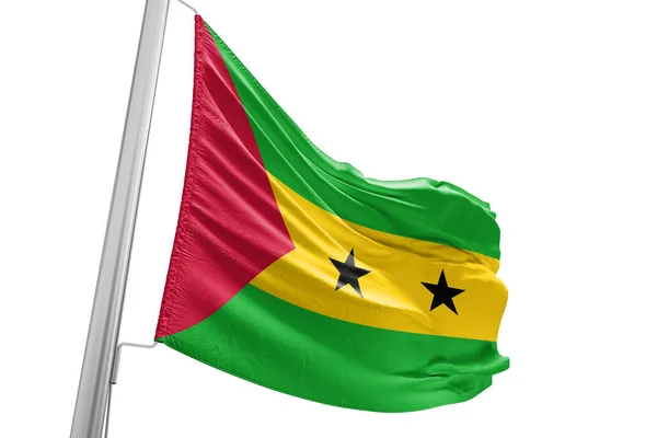 Sao Tome Und Principe Nationalflagge Stoff Weht Auf Schönen Weißen — Stockfoto