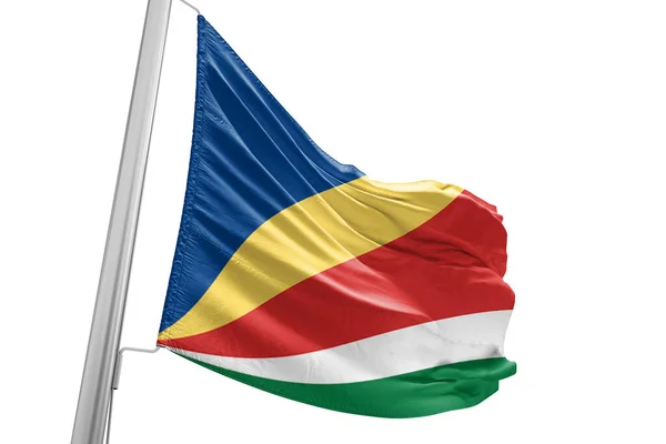Seychelles National Flag Cloth Fabric Waving Beautiful White Background — Stock Photo, Image