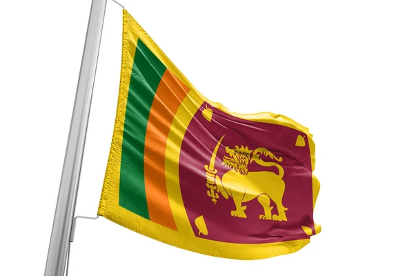 斯里兰卡国旗布织物在美丽的白色背景下飘扬 — 图库照片