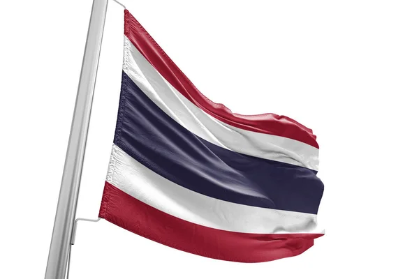 Tailândia Tecido Pano Bandeira Nacional Acenando Fundo Branco Bonito — Fotografia de Stock