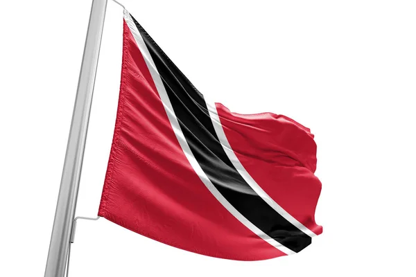 stock image Trinidad and Tobago national flag cloth fabric waving on beautiful white Background.