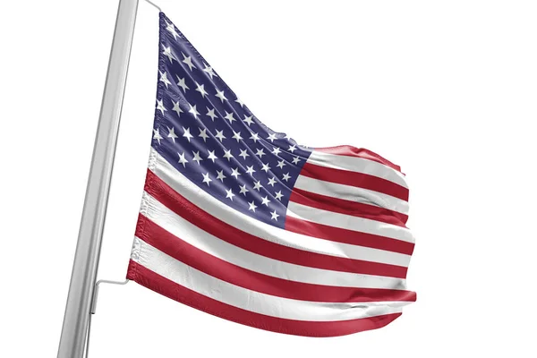 stock image United States national flag cloth fabric waving on beautiful white Background.