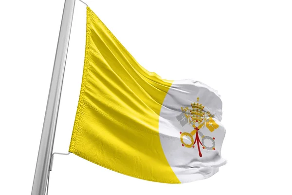 Vatican City National Flag Cloth Fabric Waving Beautiful White Background — Stock Photo, Image