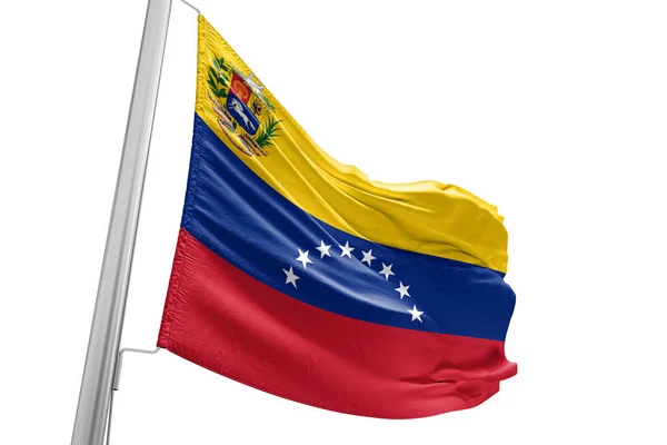 Tela Tela Bandera Nacional Venezuela Ondeando Sobre Hermoso Fondo Blanco —  Fotos de Stock