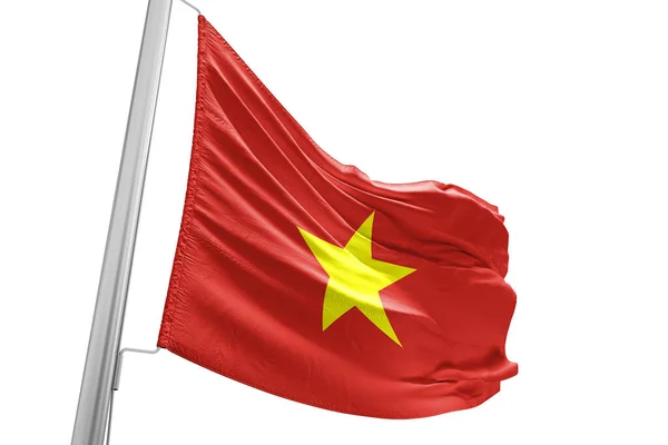 Vietnam Nationalflagge Stoff Weht Auf Schönen Weißen Hintergrund — Stockfoto