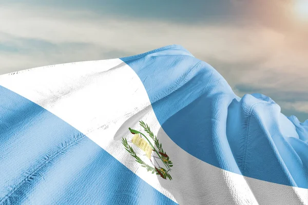 Державний Прапор Гватемали Тканина Розмахуючи Красивим Сірим Тлом — стокове фото