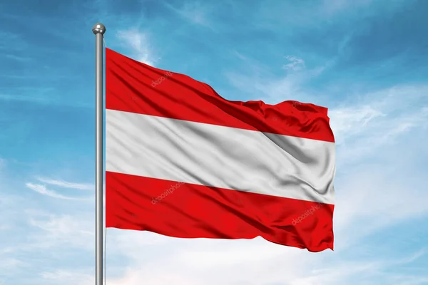 Austria Tela Bandera Nacional Ondeando Sobre Hermoso Fondo Nublado —  Fotos de Stock