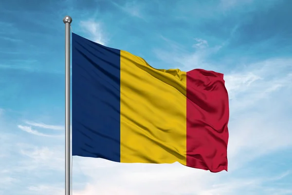 Čad Národní Vlajka Tkaniny Vlnění Krásném Zakaleném Pozadí — Stock fotografie