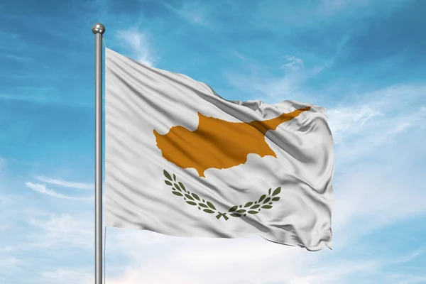 Cypr Narodowy Szata Tkanina Machanie Piękne Zachmurzone Tło — Zdjęcie stockowe