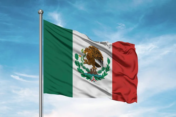 Εθνική Σημαία Μεξικού Ύφασμα Κυματίζει Όμορφο Θολό Φόντο — Φωτογραφία Αρχείου