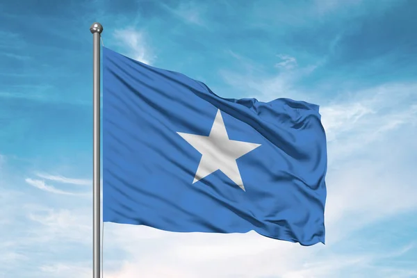 Somalia Tela Bandera Nacional Ondeando Sobre Hermoso Fondo Nublado — Foto de Stock