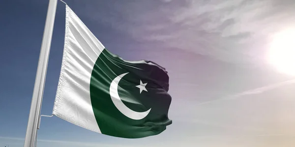 美しい灰色に手を振るパキスタン国旗布生地背景 — ストック写真