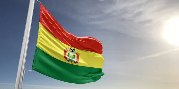 Державна Тканина Прапора Болівії Махає Прекрасним Сірим Фоном — стокове фото