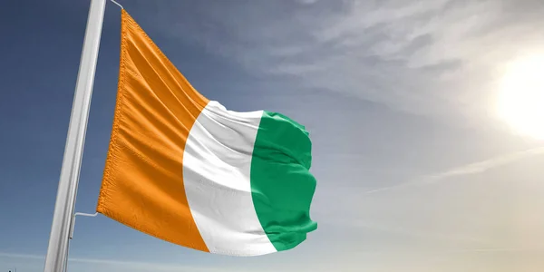 Cte Dpobřeží Slonoviny Národní Vlajkové Tkaniny Vlnění Krásném Šedém Pozadí — Stock fotografie