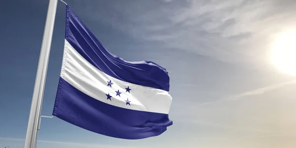 Honduras National Flag Cloth Fabric Waving Beautiful City Background — Stock Photo, Image