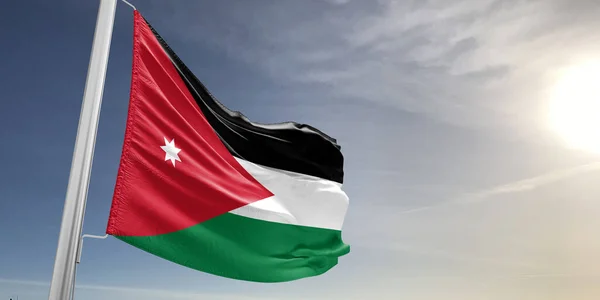 Jordan National Flag Cloth Fabric Waving Beautiful Grey Background — Stock Photo, Image