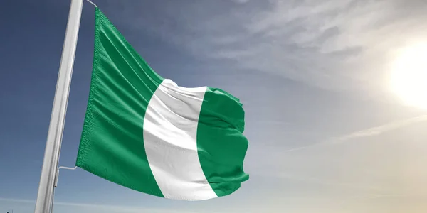 Νιγηρία Εθνικό Πανί Σημαία Κυματίζει Όμορφο Γκρι Φόντο — Φωτογραφία Αρχείου