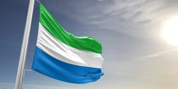 Sierra Leones Nationalflagge Weht Auf Schönem Grauen Hintergrund — Stockfoto