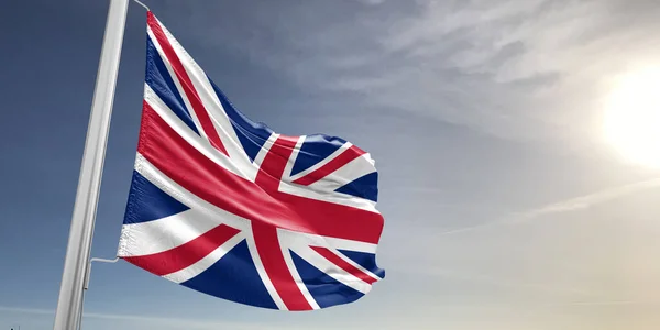 Ткань Национального Флага Великобритании Размахивающая Красивом Сером Фоне — стоковое фото