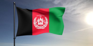 Afganistan ulusal bayrak kumaşı güzel gri arka planda dalgalanıyor.