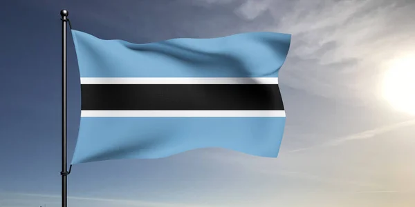 Botswana Stoffa Bandiera Nazionale Tessuto Sventolando Sul Bellissimo Sfondo Grigio — Foto Stock