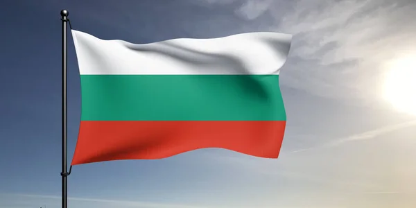 Εθνική Σημαία Βουλγαρίας Ύφασμα Κυματίζει Όμορφο Γκρι Φόντο — Φωτογραφία Αρχείου