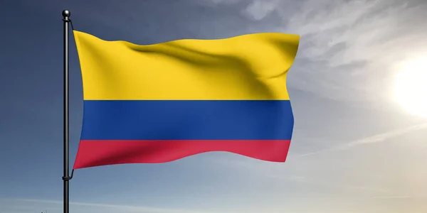 Tela Pano Bandeira Nacional Colômbia Acenando Fundo Cinza Bonito — Fotografia de Stock