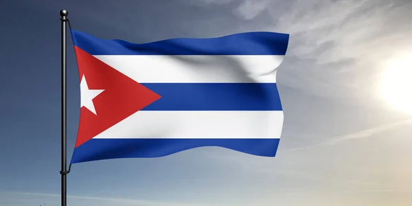 Kuba Národní Vlajkové Tkaniny Vlnící Krásném Šedém Pozadí — Stock fotografie