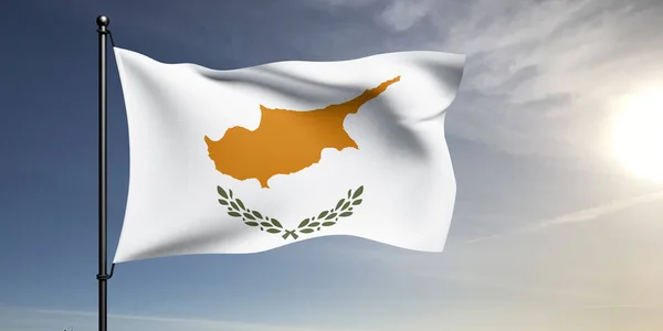Cypryjska Narodowa Tkanina Flagowa Machająca Pięknym Szarym Tle — Zdjęcie stockowe