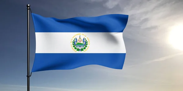 Σαλβαδόρ Εθνική Σημαία Ύφασμα Κυματίζει Όμορφο Γκρι Φόντο — Φωτογραφία Αρχείου