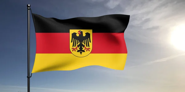Tecido Pano Bandeira Nacional Alemanha Acenando Fundo Cinza Bonito — Fotografia de Stock