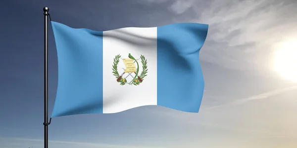 Tela Tela Bandera Nacional Guatemala Ondeando Sobre Hermoso Fondo Gris — Foto de Stock