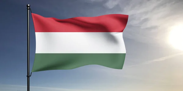 Ungarische Nationalflagge Stoff Weht Auf Schönen Grauen Hintergrund — Stockfoto