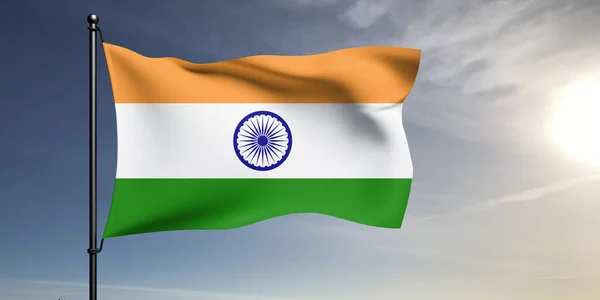 Індійський Національний Прапор Тканина Махаючи Красивим Сірим Фоном — стокове фото
