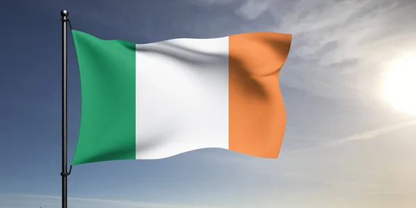 Irsko Národní Vlajkové Tkaniny Vlnění Krásném Šedém Pozadí — Stock fotografie