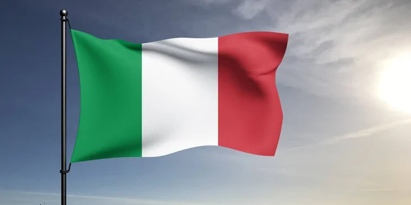 Itália Tecido Pano Bandeira Nacional Acenando Fundo Cinza Bonito — Fotografia de Stock