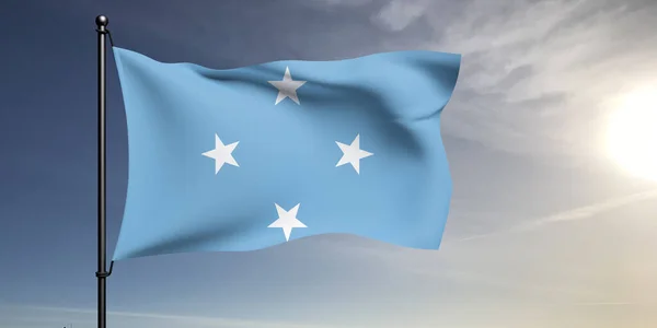 Mikronésie Federativní Státy Mikronésie Národní Vlajkové Tkaniny Vlnění Krásném Šedém — Stock fotografie