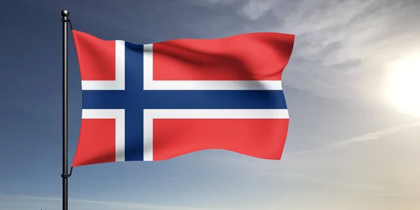Tela Tela Bandera Nacional Noruega Ondeando Sobre Hermoso Fondo Gris — Foto de Stock