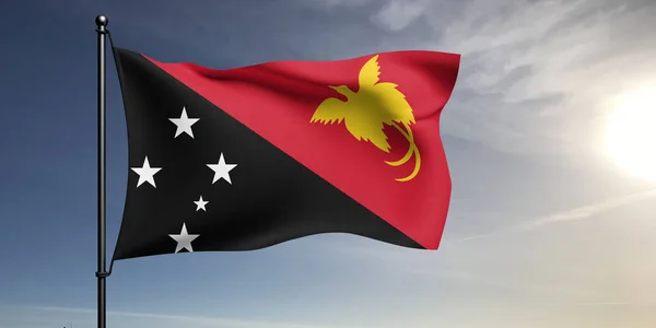 Papua New Guinea National Flag Cloth Fabric Waving Beautiful Grey — Stock Photo, Image
