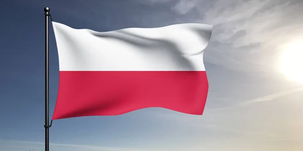 Polônia Tecido Pano Bandeira Nacional Acenando Fundo Cinza Bonito — Fotografia de Stock