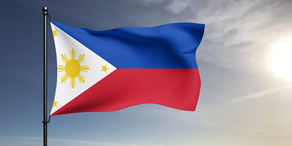 美しい灰色に手を振るフィリピン国旗布生地背景 — ストック写真