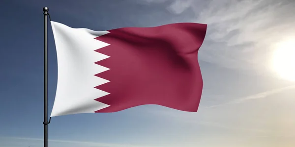 Qatar National Flag Cloth Fabric Waving Beautiful Grey Background — Stock Photo, Image