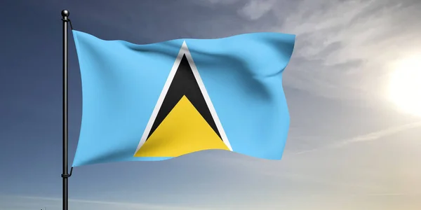 Saint Lucia National Flagga Tyg Viftar Vackra Grå Bakgrund — Stockfoto