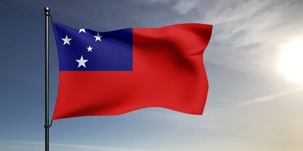 Ткань Ткани Национального Флага Самоа Размахивающая Красивом Сером Фоне — стоковое фото